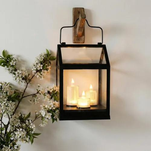 Vista 5 de Farol decorativo para velas de 11 pulgadas con temporizador