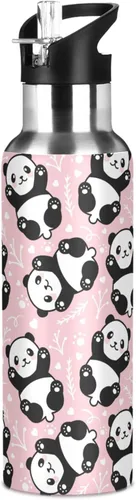 Vista 30 de ALAZA Botella de agua con diseño de bandera estadounidense con diseño de camuflaje grunge con tapa de pajilla, botella térmica de acero inoxidable
