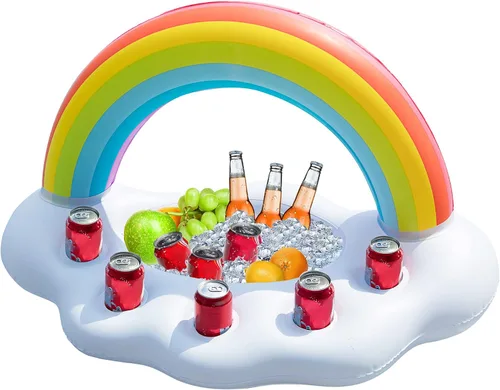 Vista 7 de Jasonwell Hielera inflable para fiesta en la piscina – Cubo de hielo de cactus para fiesta de Luau hawaiano tropical playa temática cumpleaños