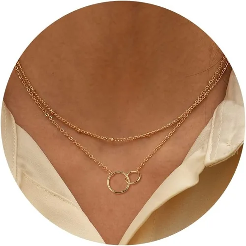 Vista 11 de CHESKY Collar con dije de satélite de moda para mujer, chapado en oro de 14 quilates/chapado en plata, gargantilla delicada, collares de cuentas