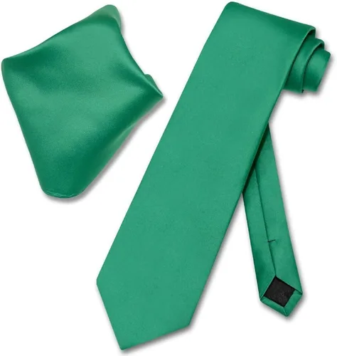 Vista 16 de Vesuvio Napoli Solid Color NeckTie & Handkerchief Pocket Square Men's Neck Tie Hanky Set Verde Aqua