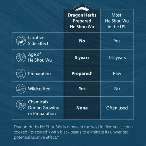 Vista 3 de Dragon Herbs He Shou Wu - Suplemento preparado para apoyar la energía, el estado de ánimo, el apoyo inmunológico, el envejecimiento saludable
