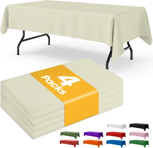 Vista 23 de Mantel de bandera estadounidense, paquete de 4 manteles patrióticos desechables de 54 x 108 pulgadas para mesas de 6 pies, decoraciones del 4