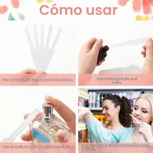 Vista 5 de 200 tiras de prueba de perfume, desechables, color blanco, para probador de perfumes, aceites esenciales, tarjetas de prueba, papel para perfumes