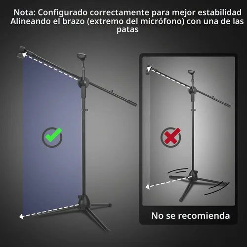 Vista 4 de Sherr Soporte de micrófono de trípode de 4 piezas, altura de brazo ajustable, soporte de micrófono con clip de micrófono y pantalla antiviento