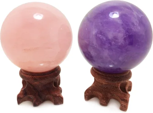 Vista 10 de Polar Jade Esfera de cristal de amatista con soporte de 1.969 in de diámetro, bolas de piedra protectora raras para decoración, curación