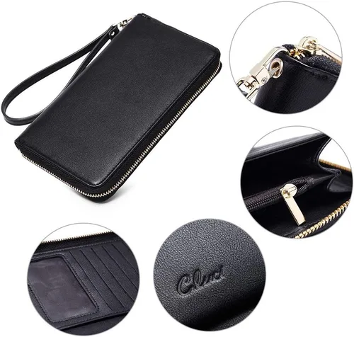 Vista 9 de CLUCI Paquetes de monederos y cartera para mujer, bolsos de cuero vegano.., plateado