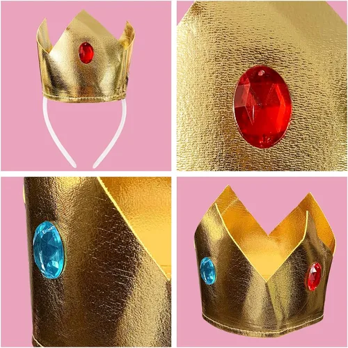 Vista 6 de Atchca Vestido de princesa melocotón para mujer y niña, disfraz de Halloween para cosplay