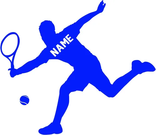 Vista 3 de VWAQ Calcomanía de pared de jugador de tenis personalizada, calcomanía de pared deportiva con nombre personalizado para habitación de niños, CS24