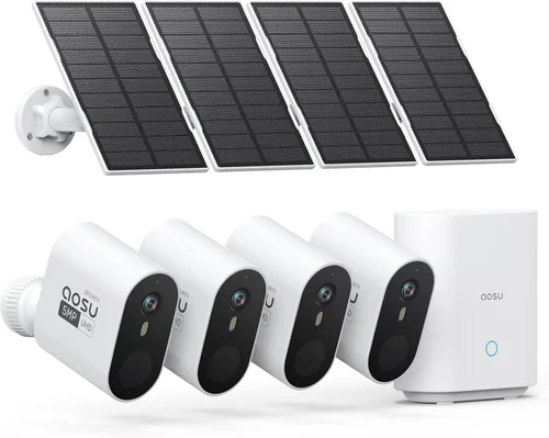 Vista 9 de aosu Cámaras de seguridad solar de 3K/5MP Sistema de vigilancia inalámbrica para el hogar al aire libre, ultra gran angular de 166°