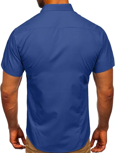 Vista 5 de Camisas de vestir de manga corta para hombre, sin arrugas, lisas, casuales, con botones, camisa de trabajo de negocios, camisetas de verano