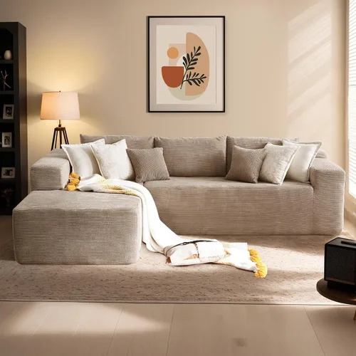 Vista 23 de HOOOWOOO Cloud - Sofás seccionales para sala de estar, sofá modular sin montaje, 110 x 79 pulgadas, de pana afelpada, juego de sofá grande