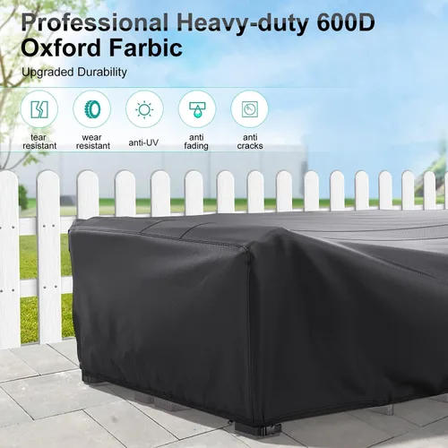 Vista 6 de Fundas para Muebles de Patio, Funda para Muebles de Exterior de Servicio Pesado Impermeable, Fundas para Juego de Sofá Seccional Funda para Juego