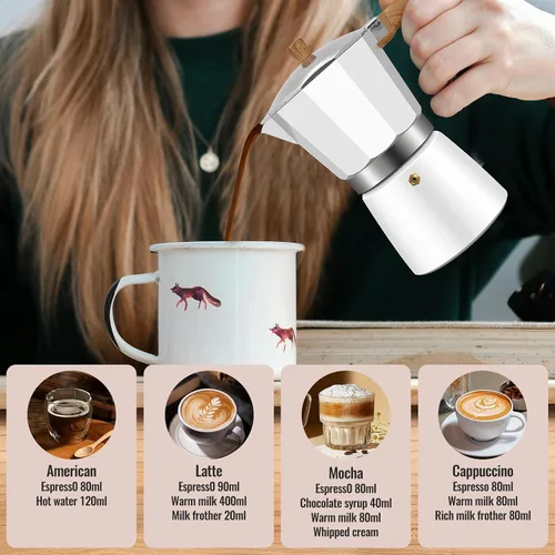 Vista 67 de Cafetera clásica de aluminio para 3 tazas Azul