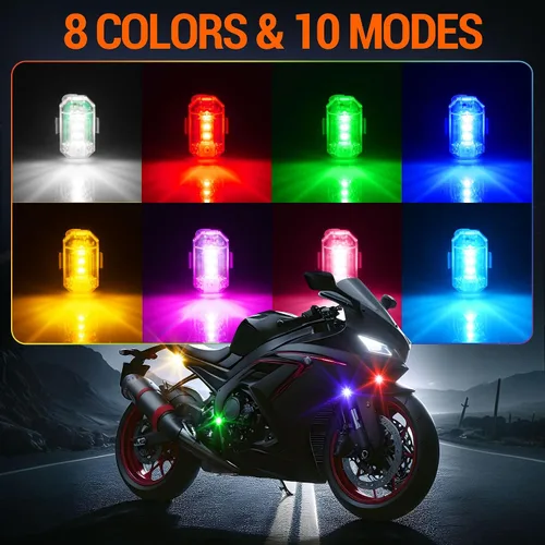 Vista 5 de Luces estroboscópicas LED inalámbricas con control remoto, alto brillo, 8 colores, luces anticolisión, impermeables, luces de advertencia