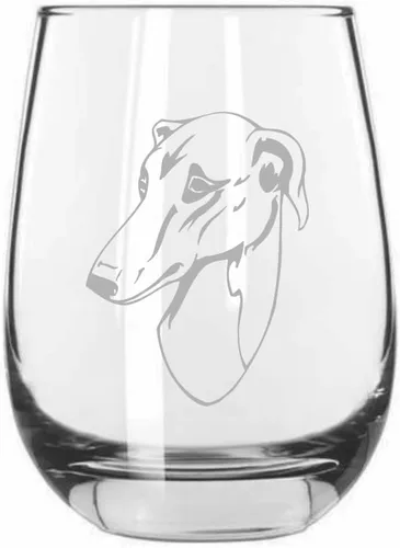 Vista 445 de Shar Pei (chino) - Vaso de vino sin tallo grabado para perro, 15.25 onzas