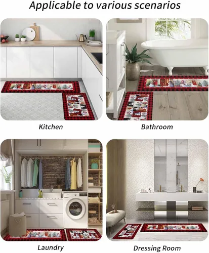 Vista 6 de Christmas Bath Mat for Tub,Non Slip Bathroom Floor Runner Rug Quick Dry & Absorbent Diatomaceous Earth Shower Sink Bedroom Kitchen Washable