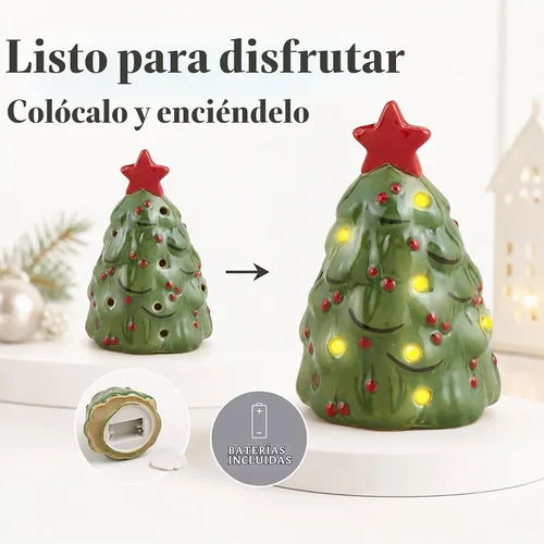 Vista 6 de Mud Pie Figura Decorativa de Árbol Iluminada; 4 1/2" x 2 3/4" Diá