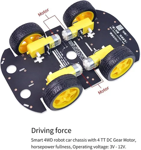 Vista 7 de Robot Chassis 4WD Robot Car Smart Chassis Kit con 4 TT Motor para Arduino/Raspberry Pi/Jetson Nano, Smart Robotic Car Chassis DIY Kit de aprendizaje