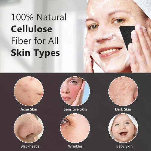 Vista 3 de 60 esponjas faciales comprimidas triangulares, esponjas cosméticas 100% naturales para limpieza facial para limpieza facial diaria, mascarilla