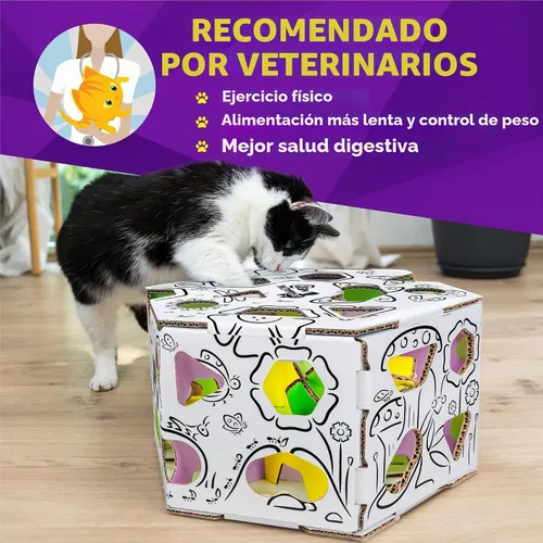 Vista 4 de Cat Amazing HEX – Caja de rompecabezas interactiva para golosinas de gato y alimentador de rompecabezas – Caja de laberinto de golosinas para gatos