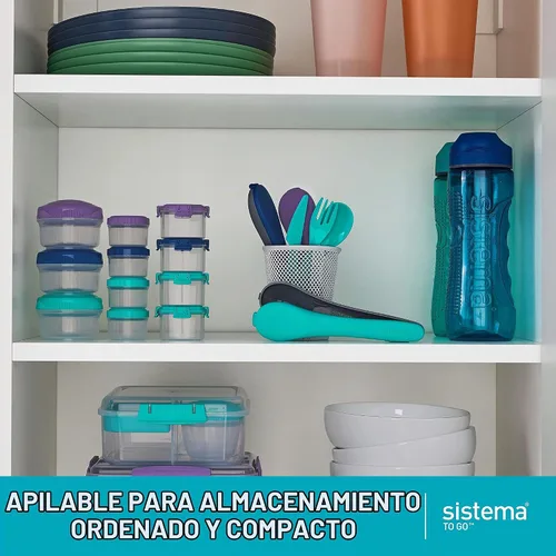 Vista 4 de Sistema Recipientes para aderezo de ensalada y condimentos de 4 piezas con tapas para el almuerzo