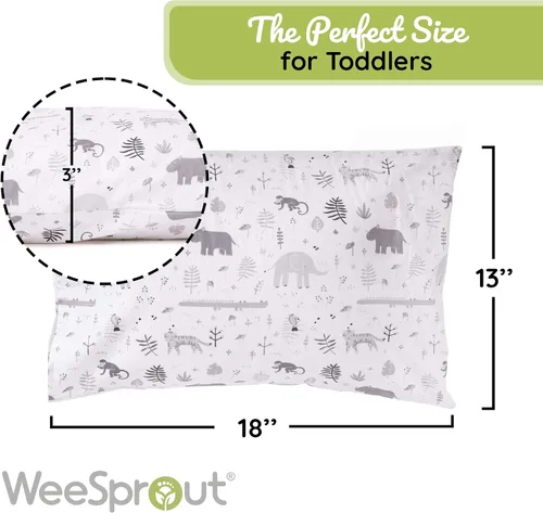 Vista 3 de WeeSprout - Almohada para niños pequeños - Funda y cubierta de algodón orgánico, almohada para niños pequeños para dormir y viajar, relleno