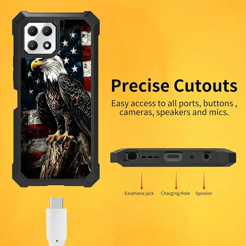 Vista 5 de Funda para T-Mobile Revvl 7 de 6.6 pulgadas con protector de pantalla, policarbonato duro de doble capa resistente y TPU suave a prueba de golpes