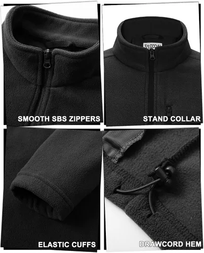Vista 4 de 33,000ft - Chaqueta de forro polar con cremallera completa para hombre, ligera, cálida y suave, chaquetas de manga larga con bolsillos