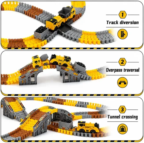 Vista 3 de Construction Race Track Set 235 Pcs Toy for Kids 3-8 Flexible DIY Road Toy