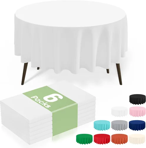 Vista 42 de misaya 6 paquetes de manteles de plástico desechables, 54 x 72 pulgadas mantel rectangular impermeable, cubiertas de mesa decorativas a prueba