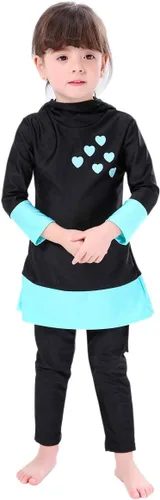 Vista 5 de OwlFay Mu - Trajes de baño para niñas y niños islámicos Burkini cubierta completa Hijab Top Pantalones Traje de baño Traje de baño