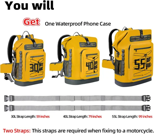 Vista 39 de MORXPLOR Bolsa seca impermeable, 5L/10L/20L/30L/40L/55L Mochila seca con funda impermeable para teléfono para natación, kayak