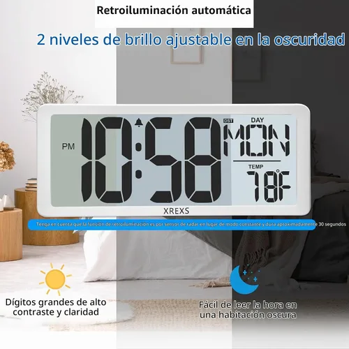 Vista 2 de XREXS Reloj de pared digital de 14.17" con retroiluminación