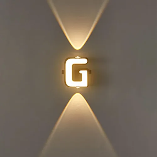 Vista 12 de Apliques de pared modernos LED hacia arriba, lámpara de pared con letras, luz blanca cálida y negra, de aluminio para sala de estar, escalera Letra A