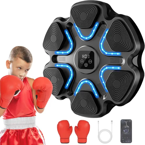 Vista 11 de TGLLM Music Boxing Machine, Interactive Punching Trainer with Boxing Gloves, Large Size Wall Mounted Electronic Boxing Target for Adult Kids, 9