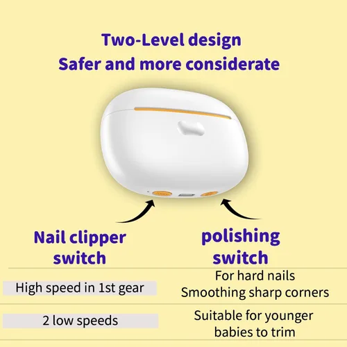 Vista 9 de Cortaúñas eléctrico recargable para bebés, amoladora con luz LED y receptor antisalpicaduras, lima de uñas eléctrica ultra silenciosa para bebés