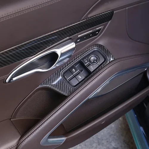 Vista 4 de Ajuste para Porsche 911 718 LHD 2013-2021 Accesorios interiores de fibra de carbono real para puerta de automóvil, panel de interruptor de control