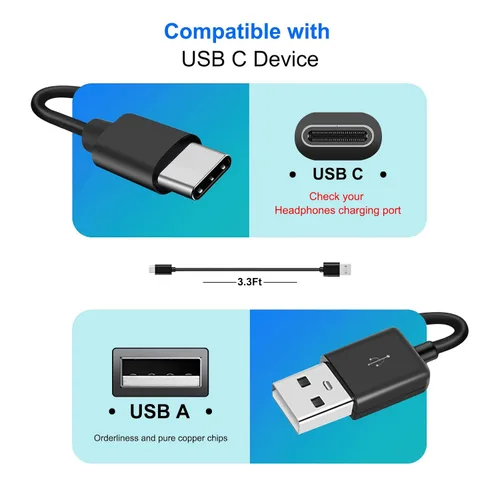Vista 2 de Cable de carga rápida USB-A a USB-C de 6.6 pies para iPad Pro de 12.9 pulgadas (3ª 4ª 5ª 5ª 6ª generación) de 11 pulgadas de 4ª/3ª/2ª/1ª