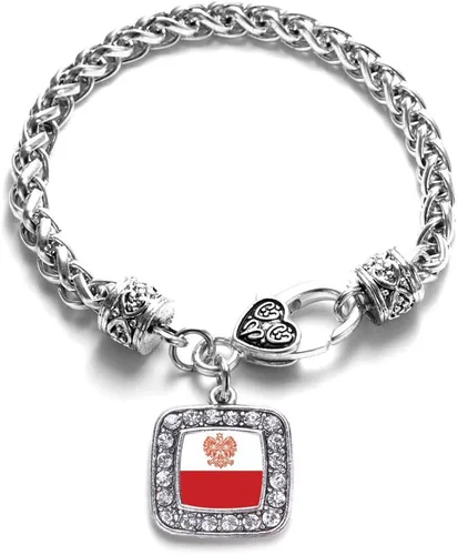 Vista 131 de Pulsera de dijes cuadrados de plata con joyería de circonita cúbica