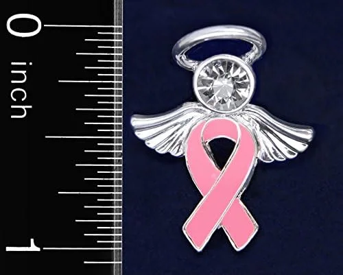 Vista 3 de Breast Cancer Pink Ribbon Pins - Pink Ribbon Wholesale Pack Pins for Breast Cancer Awareness - Perfect for Support Groups, Promotional Events