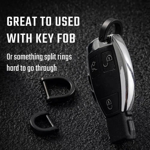 Vista 7 de KeyUnity KA17 Titanium D Ring Key Shackle, U Shape Key Ring Horseshoe Clasp for Car Fob, DIY Leather Key Organizer Keychain
