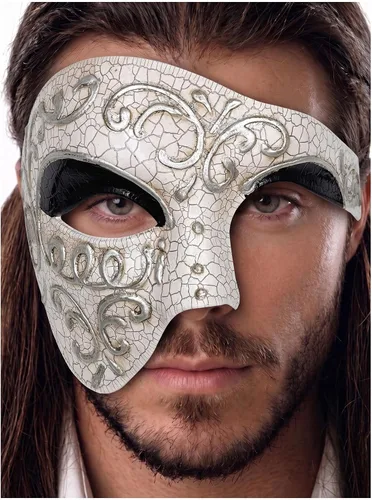 Vista 38 de Máscara de mascarada para hombre, máscara del fantasma de la ópera, máscara de baile de graduación, Mardi Gras, Haloween veneciano, media cara