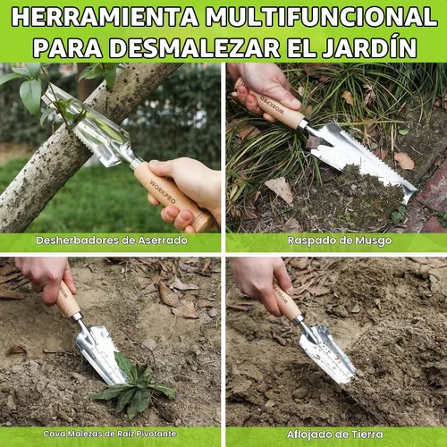 Vista 5 de WORKPRO Paleta de jardín con mango de madera, pala de mano estrecha