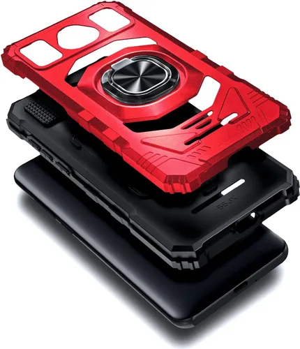 Vista 3 de Funda diseñada para Schok Volt SV55 con protector de pantalla [vidrio templado], funda protectora a prueba de golpes [grado militar] con soporte
