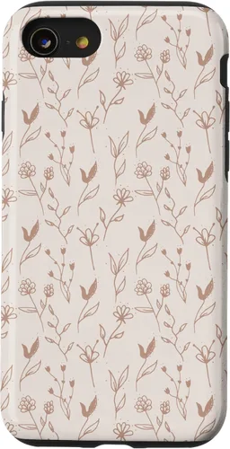 Vista 18 de iPhone 16 Hojas Botánico Flor Planta Línea Arte Terracota Case