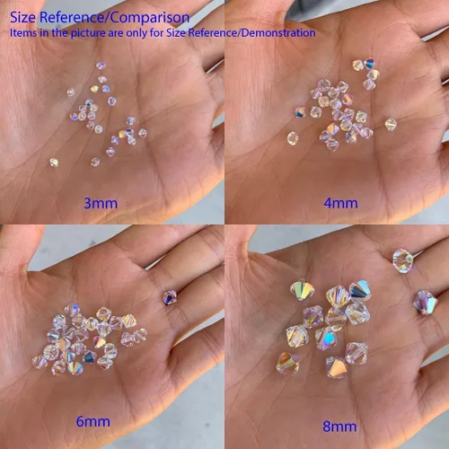 Vista 8 de Adabele - 200 cuentas de cristal bicono sueltas y facetadas pequeñas de 0.16 pulgadas, color ámbar, compatibles con cristales de Swarovski 5301/5328
