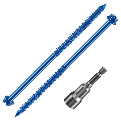 Vista 15 de Wensilon (30 piezas) 1/4 "* 1-1/4" cabeza hexagonal ranurada anclaje tornillo de hormigón cabeza hexagonal azul, utilizado para anclar mampostería