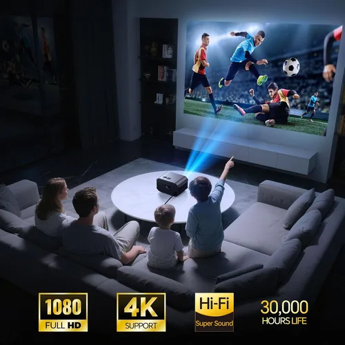 Vista 11 de Mini proyector con WiFi y Bluetooth, soporte 4K, proyector inteligente portátil al aire libre nativo 1080P, pantalla espejo compatible