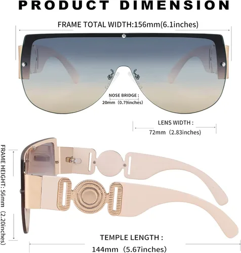 Vista 7 de FEISEDY Gafas de sol de gran tamaño para mujer, diseño de moda, elegante, protección UV400, B2748, 72mm
